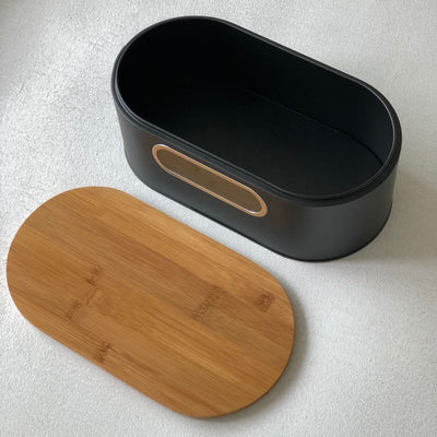Boite à pain noir et bois